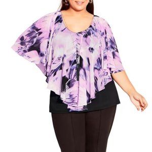 💥3/$15💥NWT - AVENUE STUDIO Women's Mira Printed Overlay Top - Size 14